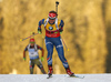 Gabriela Soukalova of Czech skiing in the Women sprint race of IBU Biathlon World Cup in Pokljuka, Slovenia. Women sprint race of IBU Biathlon World cup was held on Friday, 18th of December 2015 in Pokljuka, Slovenia.

