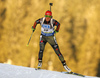 Second placed Laura Dahlmeier of Germany skiing in the Women sprint race of IBU Biathlon World Cup in Pokljuka, Slovenia. Women sprint race of IBU Biathlon World cup was held on Friday, 18th of December 2015 in Pokljuka, Slovenia.
