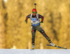 Second placed Laura Dahlmeier of Germany skiing in the Women sprint race of IBU Biathlon World Cup in Pokljuka, Slovenia. Women sprint race of IBU Biathlon World cup was held on Friday, 18th of December 2015 in Pokljuka, Slovenia.
