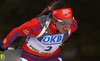 Susan Dunklee of USA skiing in the Women sprint race of IBU Biathlon World Cup in Pokljuka, Slovenia. Women sprint race of IBU Biathlon World cup was held on Friday, 18th of December 2015 in Pokljuka, Slovenia.
