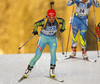 Valj Semerenko of Ukraine skiing in the Women sprint race of IBU Biathlon World Cup in Pokljuka, Slovenia. Women sprint race of IBU Biathlon World cup was held on Friday, 18th of December 2015 in Pokljuka, Slovenia.
