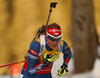 Gabriela Soukalova of Czech skiing in the Women sprint race of IBU Biathlon World Cup in Pokljuka, Slovenia. Women sprint race of IBU Biathlon World cup was held on Friday, 18th of December 2015 in Pokljuka, Slovenia.
