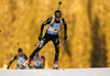 Aita Gasparin of Switzerland skiing in the Women sprint race of IBU Biathlon World Cup in Pokljuka, Slovenia. Women sprint race of IBU Biathlon World cup was held on Friday, 18th of December 2015 in Pokljuka, Slovenia.
