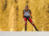 Dunja Zdouc of Austria skiing in the Women sprint race of IBU Biathlon World Cup in Pokljuka, Slovenia. Women sprint race of IBU Biathlon World cup was held on Friday, 18th of December 2015 in Pokljuka, Slovenia.
