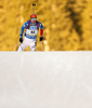 Mari Laukkanen of Finland skiing in the Women sprint race of IBU Biathlon World Cup in Pokljuka, Slovenia. Women sprint race of IBU Biathlon World cup was held on Friday, 18th of December 2015 in Pokljuka, Slovenia.
