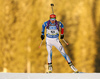 Mari Laukkanen of Finland skiing in the Women sprint race of IBU Biathlon World Cup in Pokljuka, Slovenia. Women sprint race of IBU Biathlon World cup was held on Friday, 18th of December 2015 in Pokljuka, Slovenia.
