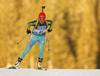 Valj Semerenko of Ukraine skiing in the Women sprint race of IBU Biathlon World Cup in Pokljuka, Slovenia. Women sprint race of IBU Biathlon World cup was held on Friday, 18th of December 2015 in Pokljuka, Slovenia.

