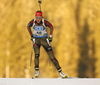 Franziska Preuss of Germany skiing in the Women sprint race of IBU Biathlon World Cup in Pokljuka, Slovenia. Women sprint race of IBU Biathlon World cup was held on Friday, 18th of December 2015 in Pokljuka, Slovenia.
