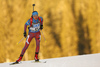 Daria Virolaynen of Russia skiing in the Women sprint race of IBU Biathlon World Cup in Pokljuka, Slovenia. Women sprint race of IBU Biathlon World cup was held on Friday, 18th of December 2015 in Pokljuka, Slovenia.
