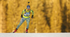 Mona Brorsson of Sweden skiing in the Women sprint race of IBU Biathlon World Cup in Pokljuka, Slovenia. Women sprint race of IBU Biathlon World cup was held on Friday, 18th of December 2015 in Pokljuka, Slovenia.
