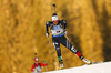 Karin Oberhofer of Italy skiing in the Women sprint race of IBU Biathlon World Cup in Pokljuka, Slovenia. Women sprint race of IBU Biathlon World cup was held on Friday, 18th of December 2015 in Pokljuka, Slovenia.
