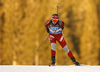 Baiba Bendika of Latvia skiing in the Women sprint race of IBU Biathlon World Cup in Pokljuka, Slovenia. Women sprint race of IBU Biathlon World cup was held on Friday, 18th of December 2015 in Pokljuka, Slovenia.
