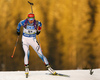 Mari Laukkanen of Finland skiing in the Women sprint race of IBU Biathlon World Cup in Pokljuka, Slovenia. Women sprint race of IBU Biathlon World cup was held on Friday, 18th of December 2015 in Pokljuka, Slovenia.
