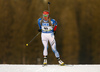 Sanna Markkanen of Finland skiing in the Women sprint race of IBU Biathlon World Cup in Pokljuka, Slovenia. Women sprint race of IBU Biathlon World cup was held on Friday, 18th of December 2015 in Pokljuka, Slovenia.

