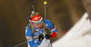 Sanna Markkanen of Finland skiing in the Women sprint race of IBU Biathlon World Cup in Pokljuka, Slovenia. Women sprint race of IBU Biathlon World cup was held on Friday, 18th of December 2015 in Pokljuka, Slovenia.
