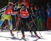 Benjamin Weger of Switzerland skiing in the Men pursuit race of IBU Biathlon World Cup in Pokljuka, Slovenia. Men pursuit race of IBU Biathlon World cup was held on Saturday, 19th of December 2015 in Pokljuka, Slovenia.
