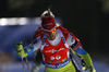Jakov Fak of Slovenia skiing in the Men pursuit race of IBU Biathlon World Cup in Pokljuka, Slovenia. Men pursuit race of IBU Biathlon World cup was held on Saturday, 19th of December 2015 in Pokljuka, Slovenia.
