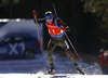 Winner Simon Schempp of Germany skiing in the Men pursuit race of IBU Biathlon World Cup in Pokljuka, Slovenia. Men pursuit race of IBU Biathlon World cup was held on Saturday, 19th of December 2015 in Pokljuka, Slovenia.
