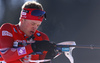 Tarjei Boe of Norway getting ready for last shooting in the Men pursuit race of IBU Biathlon World Cup in Pokljuka, Slovenia. Men pursuit race of IBU Biathlon World cup was held on Saturday, 19th of December 2015 in Pokljuka, Slovenia.
