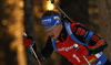 Simon Schempp of Germany skiing in the Men pursuit race of IBU Biathlon World Cup in Pokljuka, Slovenia. Men pursuit race of IBU Biathlon World cup was held on Saturday, 19th of December 2015 in Pokljuka, Slovenia.
