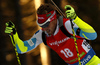 Klemen Bauer of Slovenia skiing in the Men pursuit race of IBU Biathlon World Cup in Pokljuka, Slovenia. Men pursuit race of IBU Biathlon World cup was held on Saturday, 19th of December 2015 in Pokljuka, Slovenia.
