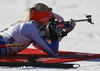 Kaisa Makarainen of Finland during zeroing before start of the Women pursuit race of IBU Biathlon World Cup in Pokljuka, Slovenia. Women pursuit race of IBU Biathlon World cup was held on Saturday, 19th of December 2015 in Pokljuka, Slovenia.
