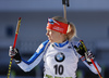 Kaisa Makarainen of Finland during zeroing before start of the Women pursuit race of IBU Biathlon World Cup in Pokljuka, Slovenia. Women pursuit race of IBU Biathlon World cup was held on Saturday, 19th of December 2015 in Pokljuka, Slovenia.
