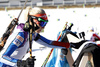 Mari Laukkanen of Finland during zeroing before start of the Women pursuit race of IBU Biathlon World Cup in Pokljuka, Slovenia. Women pursuit race of IBU Biathlon World cup was held on Saturday, 19th of December 2015 in Pokljuka, Slovenia.
