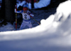 Third placed Kaisa Makarainen of Finland skiing in the Women pursuit race of IBU Biathlon World Cup in Pokljuka, Slovenia. Women pursuit race of IBU Biathlon World cup was held on Saturday, 19th of December 2015 in Pokljuka, Slovenia.
