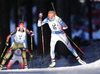 Third placed Kaisa Makarainen of Finland skiing in the Women pursuit race of IBU Biathlon World Cup in Pokljuka, Slovenia. Women pursuit race of IBU Biathlon World cup was held on Saturday, 19th of December 2015 in Pokljuka, Slovenia.
