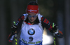 Fifth placed Franziska Preuss of Germany skiing in the Women pursuit race of IBU Biathlon World Cup in Pokljuka, Slovenia. Women pursuit race of IBU Biathlon World cup was held on Saturday, 19th of December 2015 in Pokljuka, Slovenia.
