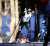 Aita Gasparin of Switzerland skiing in the Women pursuit race of IBU Biathlon World Cup in Pokljuka, Slovenia. Women pursuit race of IBU Biathlon World cup was held on Saturday, 19th of December 2015 in Pokljuka, Slovenia.
