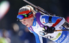 Mari Laukkanen of Finland leaving shooting range after third shooting in the Women pursuit race of IBU Biathlon World Cup in Pokljuka, Slovenia. Women pursuit race of IBU Biathlon World cup was held on Saturday, 19th of December 2015 in Pokljuka, Slovenia.
