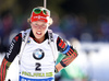 Winner Laura Dahlmeier of Germany getting ready for last shooting in the Women pursuit race of IBU Biathlon World Cup in Pokljuka, Slovenia. Women pursuit race of IBU Biathlon World cup was held on Saturday, 19th of December 2015 in Pokljuka, Slovenia.
