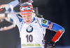 Third placed Kaisa Makarainen of Finland getting ready for last shooting in the Women pursuit race of IBU Biathlon World Cup in Pokljuka, Slovenia. Women pursuit race of IBU Biathlon World cup was held on Saturday, 19th of December 2015 in Pokljuka, Slovenia.
