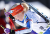 Third placed Kaisa Makarainen of Finland leaving shooting range after last shooting in the Women pursuit race of IBU Biathlon World Cup in Pokljuka, Slovenia. Women pursuit race of IBU Biathlon World cup was held on Saturday, 19th of December 2015 in Pokljuka, Slovenia.
