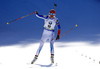 Third placed Kaisa Makarainen of Finland celebrates while crossing the finish line in the Women pursuit race of IBU Biathlon World Cup in Pokljuka, Slovenia. Women pursuit race of IBU Biathlon World cup was held on Saturday, 19th of December 2015 in Pokljuka, Slovenia.

