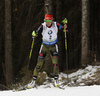 Winner Laura Dahlmeier of Germany skiing in the Women pursuit race of IBU Biathlon World Cup in Pokljuka, Slovenia. Women pursuit race of IBU Biathlon World cup was held on Saturday, 19th of December 2015 in Pokljuka, Slovenia.
