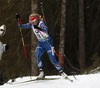Eva Puskarcikova of Czech skiing in the Women pursuit race of IBU Biathlon World Cup in Pokljuka, Slovenia. Women pursuit race of IBU Biathlon World cup was held on Saturday, 19th of December 2015 in Pokljuka, Slovenia.
