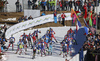 Biathletes on start of the Men mass start race of IBU Biathlon World Cup in Pokljuka, Slovenia. Men mass start race of IBU Biathlon World cup was held on Sunday, 20th of December 2015 in Pokljuka, Slovenia.
