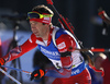 Third placed Ole Einar Bjoerndalen of Norway leaving shooting range after last shooting in the Men mass start race of IBU Biathlon World Cup in Pokljuka, Slovenia. Men mass start race of IBU Biathlon World cup was held on Sunday, 20th of December 2015 in Pokljuka, Slovenia.

