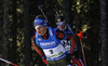 Fourth placed Simon Schempp of Germany skiing in the Men mass start race of IBU Biathlon World Cup in Pokljuka, Slovenia. Men mass start race of IBU Biathlon World cup was held on Sunday, 20th of December 2015 in Pokljuka, Slovenia.
