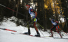 Benedikt Doll of Germany skiing in the Men mass start race of IBU Biathlon World Cup in Pokljuka, Slovenia. Men mass start race of IBU Biathlon World cup was held on Sunday, 20th of December 2015 in Pokljuka, Slovenia.
