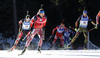 Anton Shipulin of Russia skiing in the Men mass start race of IBU Biathlon World Cup in Pokljuka, Slovenia. Men mass start race of IBU Biathlon World cup was held on Sunday, 20th of December 2015 in Pokljuka, Slovenia.
