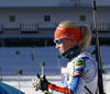 Kaisa Makarainen of Finland during zeroing before start of the Women mass start race of IBU Biathlon World Cup in Pokljuka, Slovenia. Women mass start race of IBU Biathlon World cup was held on Sunday, 20th of December 2015 in Pokljuka, Slovenia.
