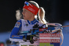 Kaisa Makarainen of Finland during zeroing before start of the Women mass start race of IBU Biathlon World Cup in Pokljuka, Slovenia. Women mass start race of IBU Biathlon World cup was held on Sunday, 20th of December 2015 in Pokljuka, Slovenia.
