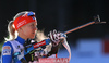 Kaisa Makarainen of Finland during zeroing before start of the Women mass start race of IBU Biathlon World Cup in Pokljuka, Slovenia. Women mass start race of IBU Biathlon World cup was held on Sunday, 20th of December 2015 in Pokljuka, Slovenia.
