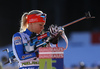 Kaisa Makarainen of Finland during zeroing before start of the Women mass start race of IBU Biathlon World Cup in Pokljuka, Slovenia. Women mass start race of IBU Biathlon World cup was held on Sunday, 20th of December 2015 in Pokljuka, Slovenia.
