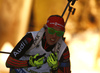 Laura Dahlmeier of Germany skiing in the Women mass start race of IBU Biathlon World Cup in Pokljuka, Slovenia. Women mass start race of IBU Biathlon World cup was held on Sunday, 20th of December 2015 in Pokljuka, Slovenia.
