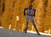 Winner Kaisa Makarainen of Finland skiing in the Women mass start race of IBU Biathlon World Cup in Pokljuka, Slovenia. Women mass start race of IBU Biathlon World cup was held on Sunday, 20th of December 2015 in Pokljuka, Slovenia.
